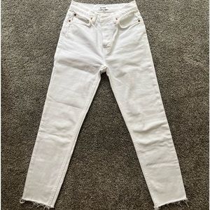 Redone High Rise Ankle Crop white denim 25